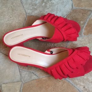 Liz Claiborne red frilly heels size 11 M